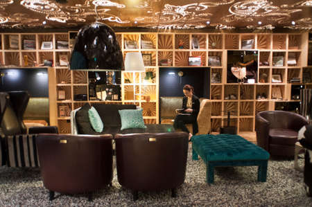Lobby of the Hotel Scandic Paas Helsinki Finland.のeditorial素材