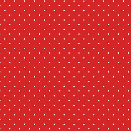 Vintage polka dots white and red pattern, colorful background - vector abstract backgroundのイラスト素材
