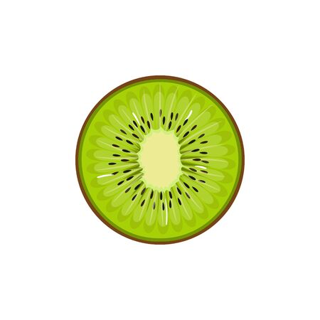 Fresh kiwi fruit Slice isolated on white background. Vector Illustrationのイラスト素材