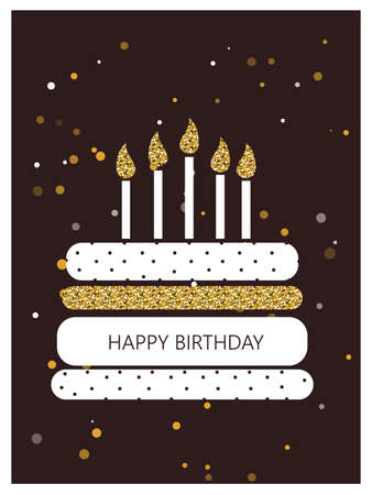 cute happy birthday card with cupcake. vector illustration