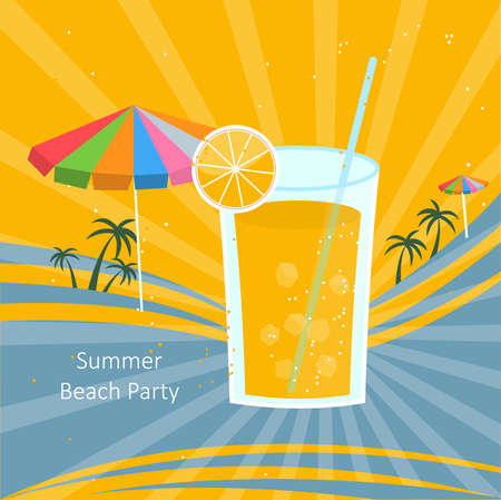 Summer holiday poster with retro style beach scene.のイラスト素材