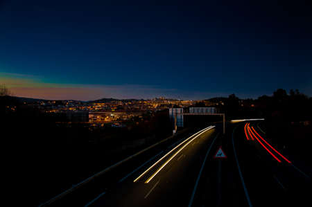 Night scenery, Santiago de Compostela, Spain の写真素材