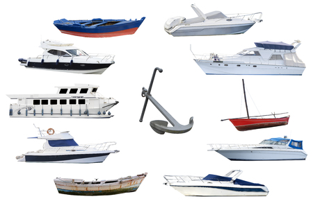boats isolated on white backgroundの写真素材