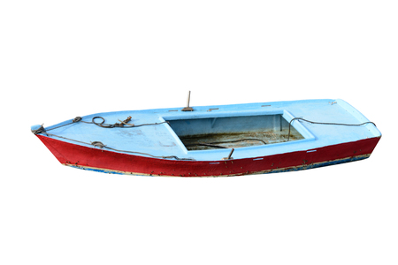 fishing boat Isolated on white backgroundの写真素材