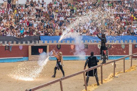 Pontevedra, Spain - September 3, 2016: Festival of medieval knights tournamentのeditorial素材