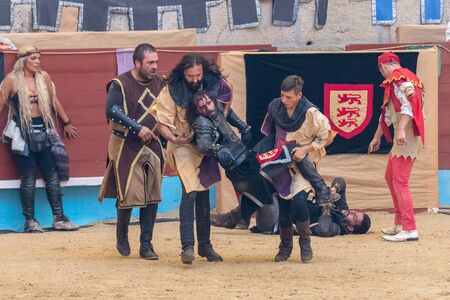 Pontevedra, Spain - September 3, 2016: Festival of medieval knights tournamentのeditorial素材