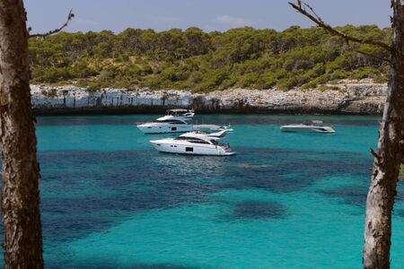 motor yachts in a beautiful sea lagoon, Mallorca