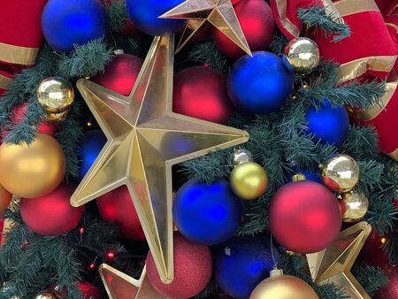 image of Christmas decoration on the tree close-up