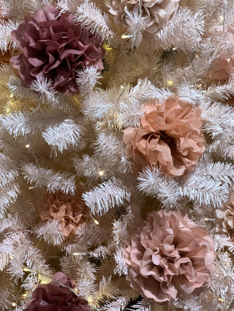 Christmas decorations on the Christmas tree close-upの写真素材