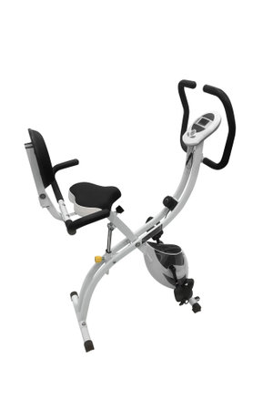 new exercise bike simulator isolated on white backgroundの写真素材
