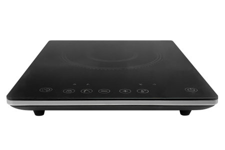 new portable black induction electric stove isolated on white backgroundの写真素材