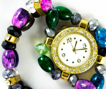 bright watch on hand,watch, fashion, time, beautiful, bright, decoration, styleの写真素材