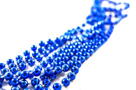 blue beads on white backgroundの写真素材