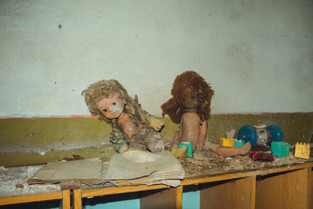 Chornobyl exclusion zone. Radioactive zone in Pripyat city - abandoned ghost town. Chernobyl history of catastrophe. Lost place in Ukraine, SSSRの写真素材