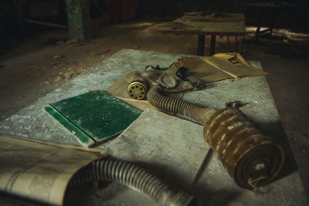 Chornobyl exclusion zone. Radioactive zone in Pripyat city - abandoned ghost town. Chernobyl history of catastrophe. Lost place in Ukraine, SSSRの写真素材
