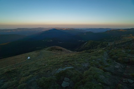 The shadow of Mount Hoverla - landscape of the Ukrainian Carpathian Mountainsの写真素材