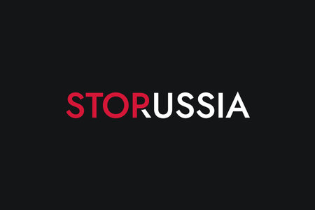 Poster with red and white stylized words Stop russia on the black background. Stand with Ukraine and save it from russian invasion.のイラスト素材