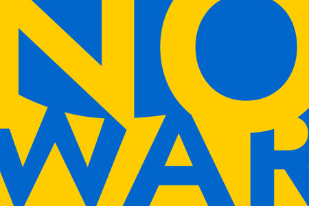 Poster with the words No War of russian invasion on the background of the yellow-blue Ukrainian flag. Stand with Ukraine and save it from russia.のイラスト素材