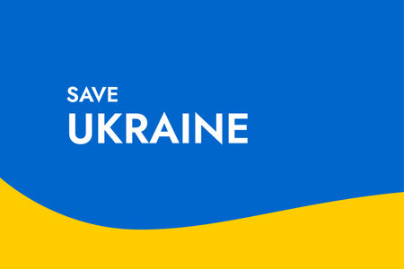 Poster with the words Save Ukraine on the background of the yellow-blue Ukrainian flag. Stand with Ukraine and save it from Russia. Stop the war of Russian invasion.のイラスト素材