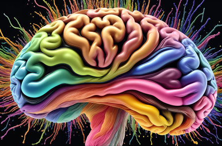 Colorful human brain splashing with paint. creative brain concept. Generative AIの素材