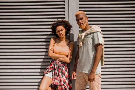 A young couple having a trouble and looking stressedの写真素材