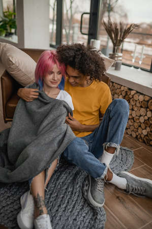 Young couple feeling in love and romanticの写真素材