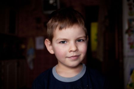 Evening portrait of boyの写真素材