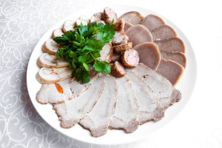 Meat cutting decorate any table setting  banquetの写真素材