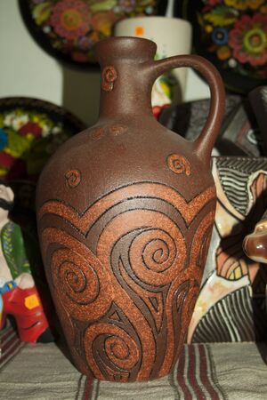 Beautiful modern wine jug with handleの写真素材