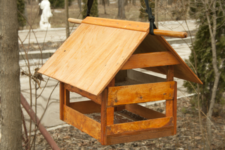 A house for bird feeding hangingの写真素材
