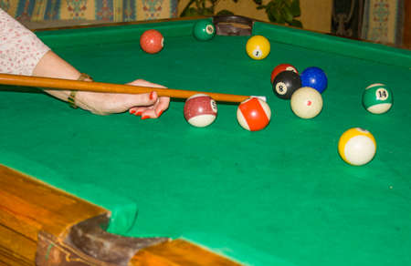 American billiards, American pool. During the game.の写真素材