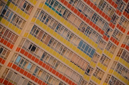 Bright multi-colored multi-storey new buildingの写真素材