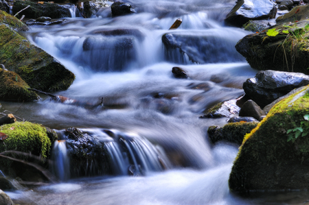 waterfall. a picturesque stream in the Carpathian Mountainsの写真素材