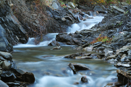 waterfall. a picturesque stream in the Carpathian Mountainsの写真素材