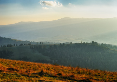 autumn evening. a picturesque evening in the Carpathian Mountainsの写真素材