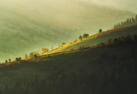 autumn evening. a picturesque evening in the Carpathian Mountains