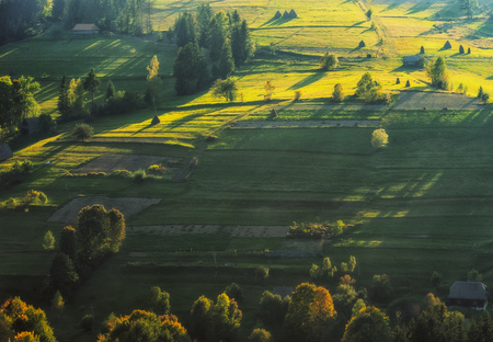 autumn evening. a picturesque evening in the Carpathian Mountainsの写真素材