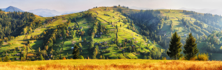 autumn evening. a picturesque evening in the Carpathian Mountainsの写真素材