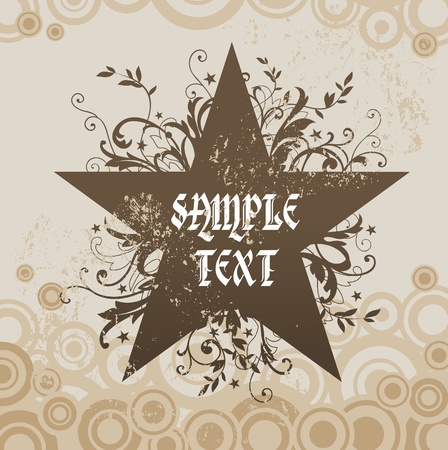 Vector grunge floral starのイラスト素材