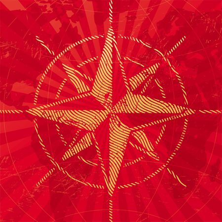 Adventures and travel vector  illustration with compass rose on a map backgroundのイラスト素材