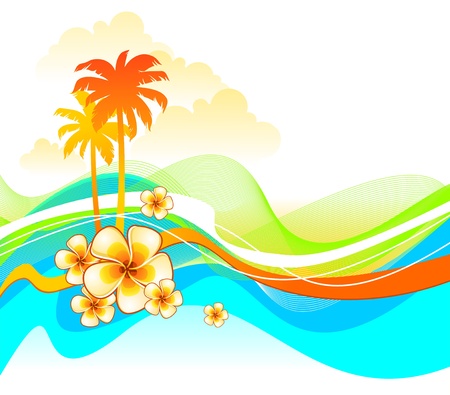 Abstract colorful vector illustration with tropical flowersのイラスト素材