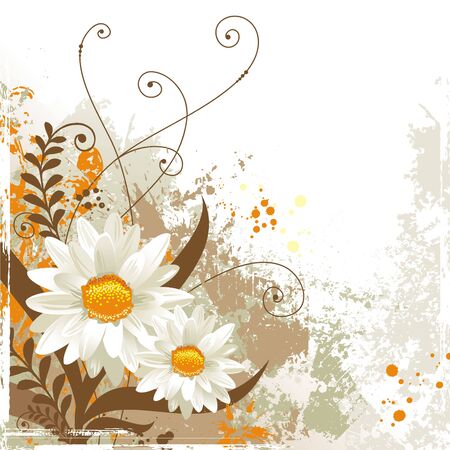 Abstract grunge floral backgroundのイラスト素材