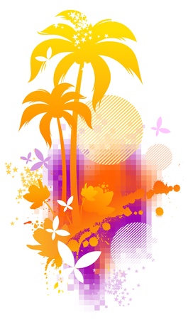 Abstract vector illustration - tropical summerのイラスト素材