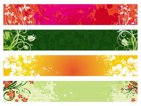 Vector set of ornate floral web bannersのイラスト素材