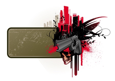 Vector frame with gun & skullのイラスト素材
