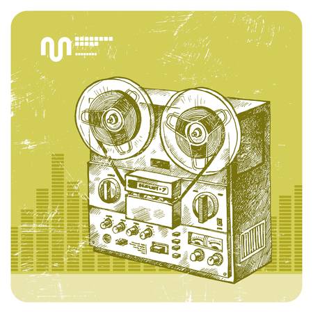 Vector hand drawn reel recorderのイラスト素材