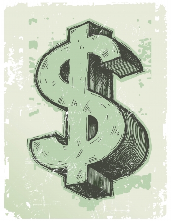 Vector hand drawn dollar signのイラスト素材