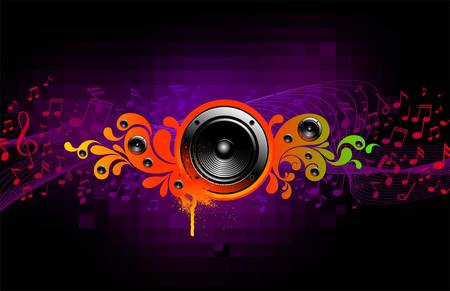 Abstract vector musical illustration with loudspeakersのイラスト素材