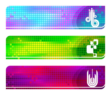 Three abstract vector banners with iconsのイラスト素材