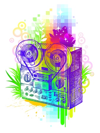 Vector abstract illustration - Hand drawn tape recorderのイラスト素材